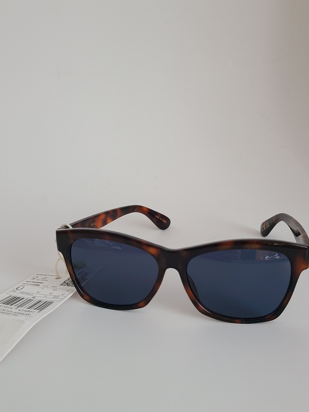 Mango Tortoiseshell Sunglasses with Dark Brow Amber Accents and Navy Blue Lenses - Picture 2 of 6